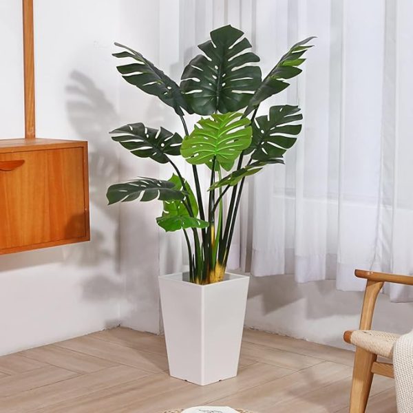 FOPAMTRI Artificial Monstera Deliciosa Plant 43" Fake Tropical Palm Tree, Perfect Faux Swiss Cheese Plant for Home Garden Office Store Decoration, 11 Leaves - Image 2